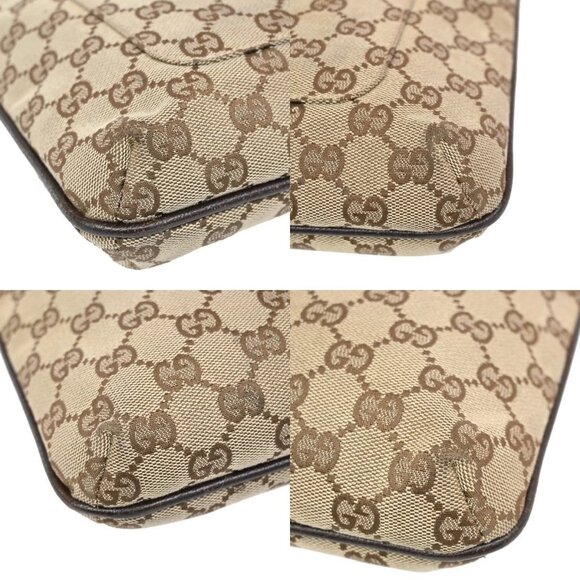 GUCCI Logo GG Pattern Shoulder Bag Canvas Leather Brown Italy - Picture 13 of 14